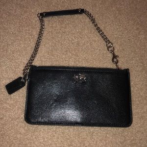 Cute black leather coach wristlet